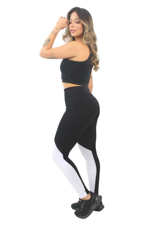 Cropped Alcinha Preto e Legging Conjunto Fitness | REF: LX177